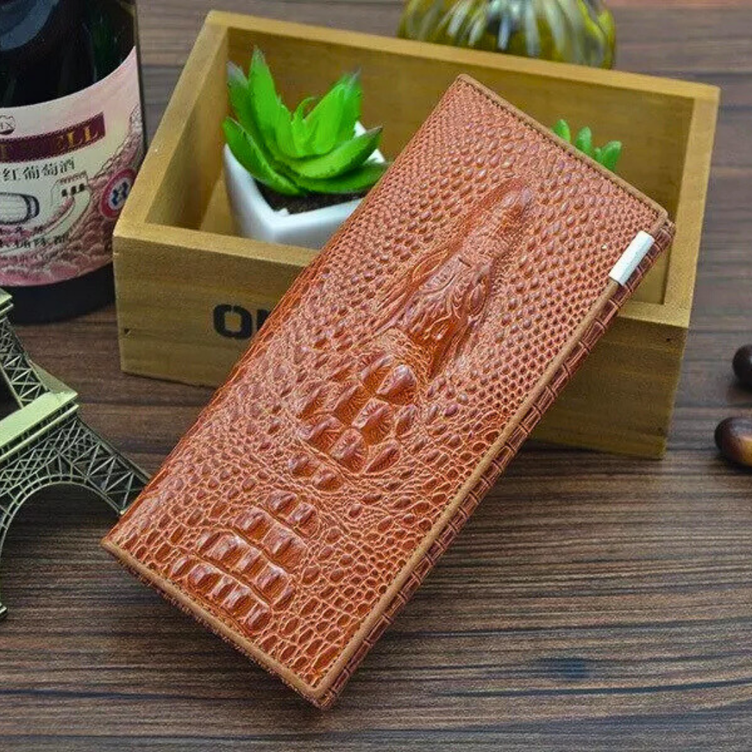 Variant image for Women's Wallet Black Compact Genuine Leather Crocodile Pattern-5