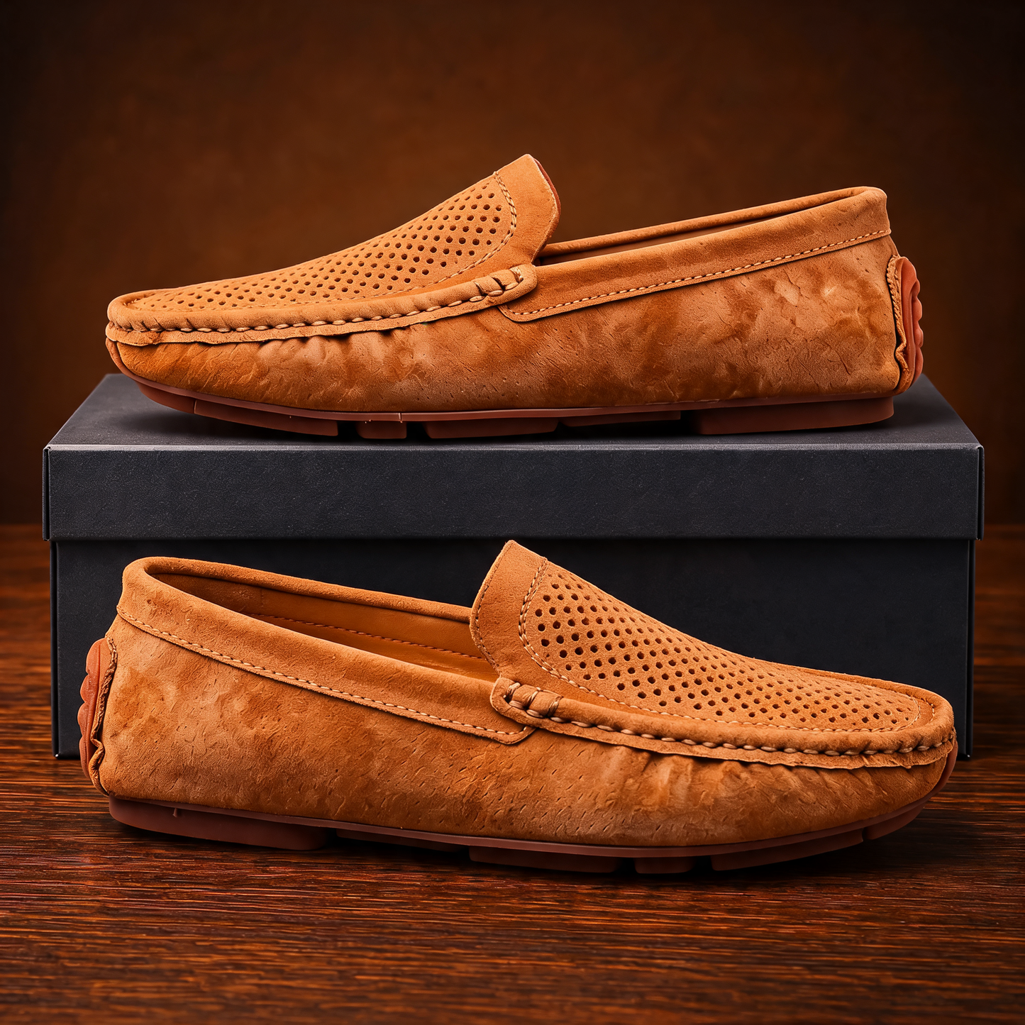 Men's Leather Square-Toe Loafers – sole detail | Hensley London