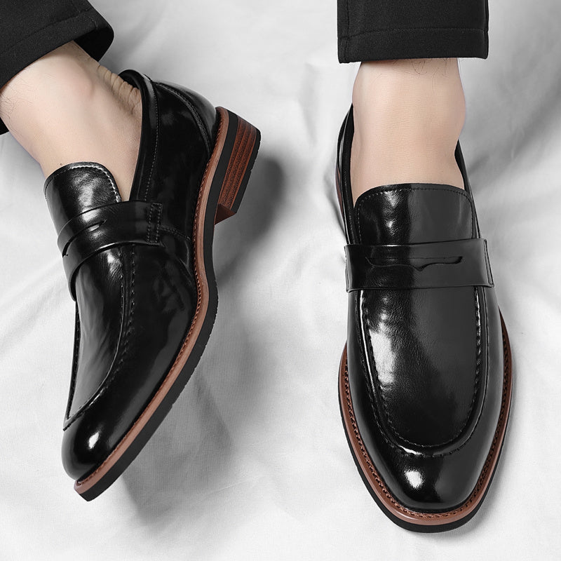 Men's Italian Leather Penny Loafers – worn lifestyle view | Hensley London