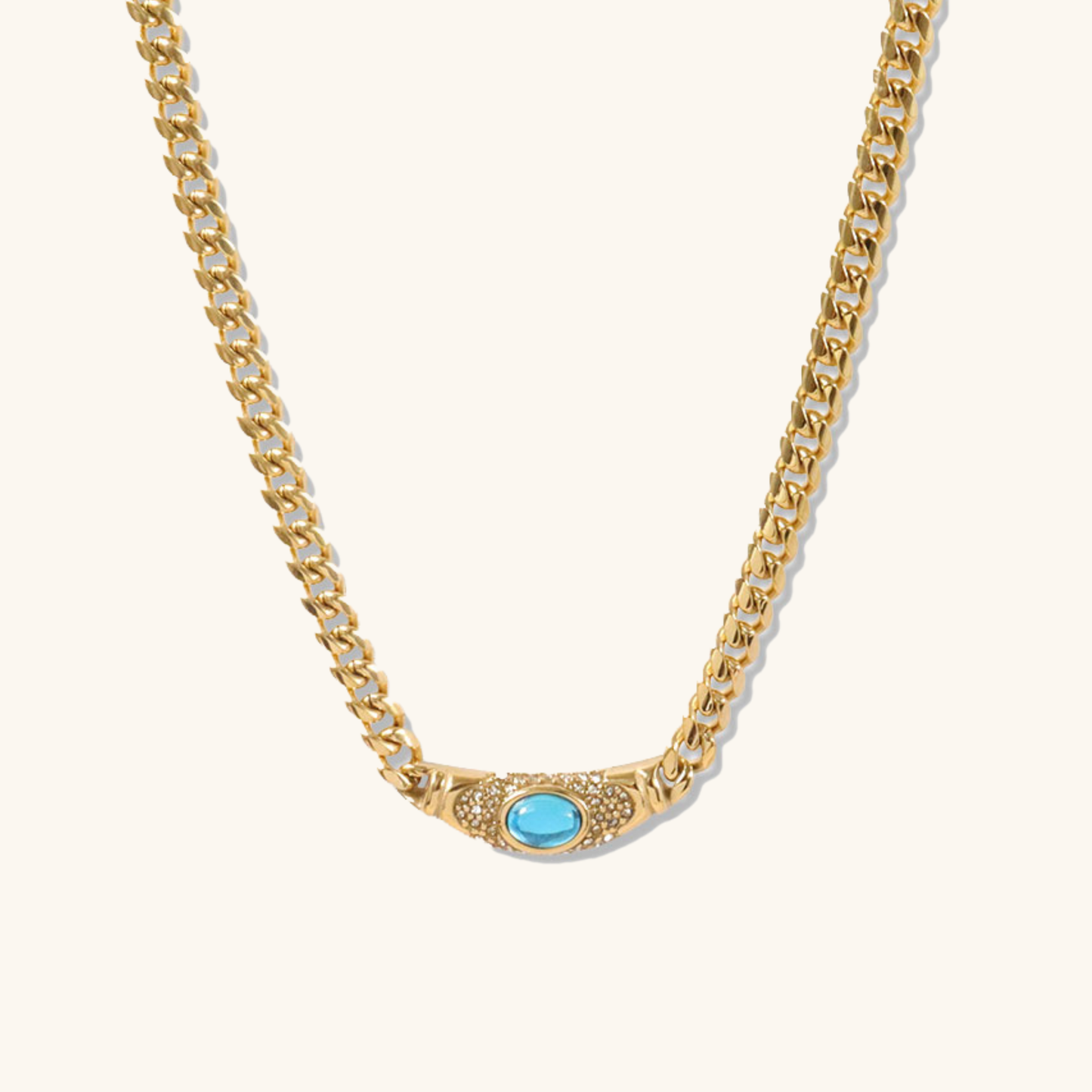 Vintage-Inspired Necklace with Gemstone Simulant Pendant – 18K Waterproof Gold, Hypoallergenic, 15-Inch Length, Available in Ruby, Emerald, Citrine 9