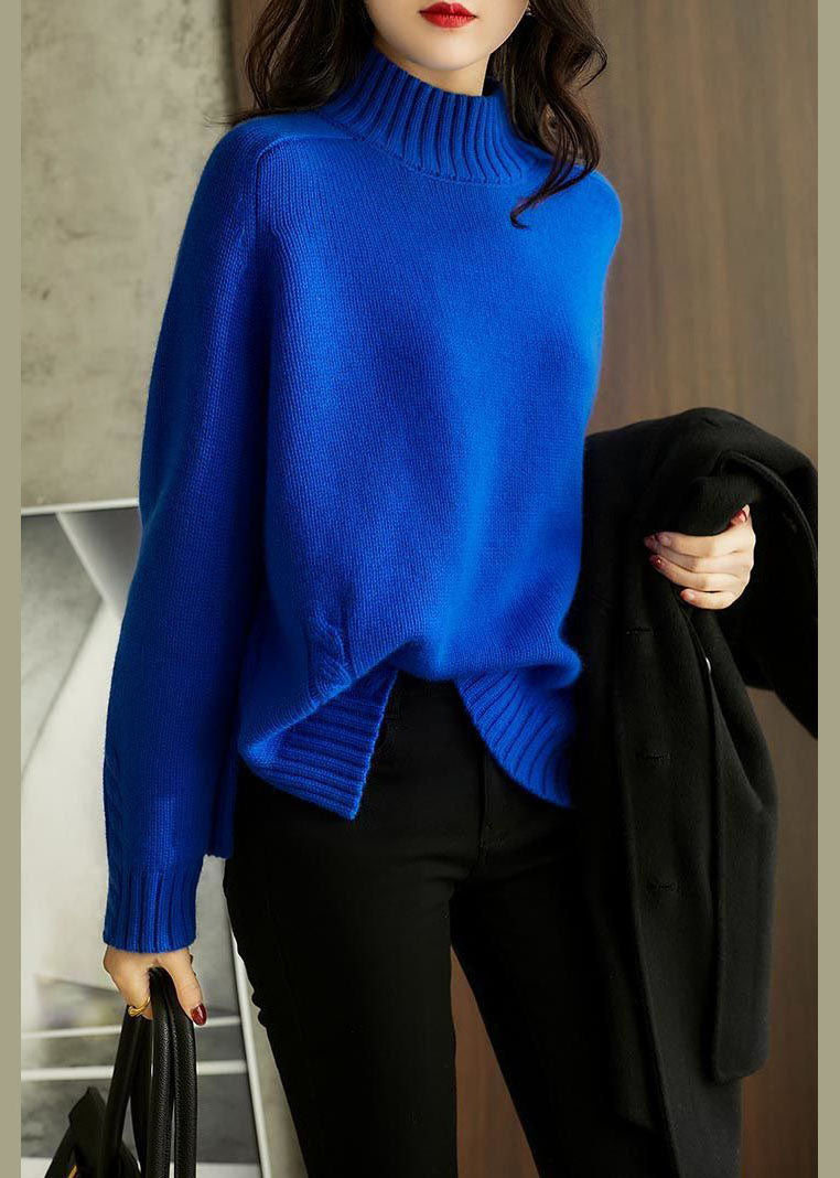 Women's Sweater Blue Wool Blend Slim Fit - 1