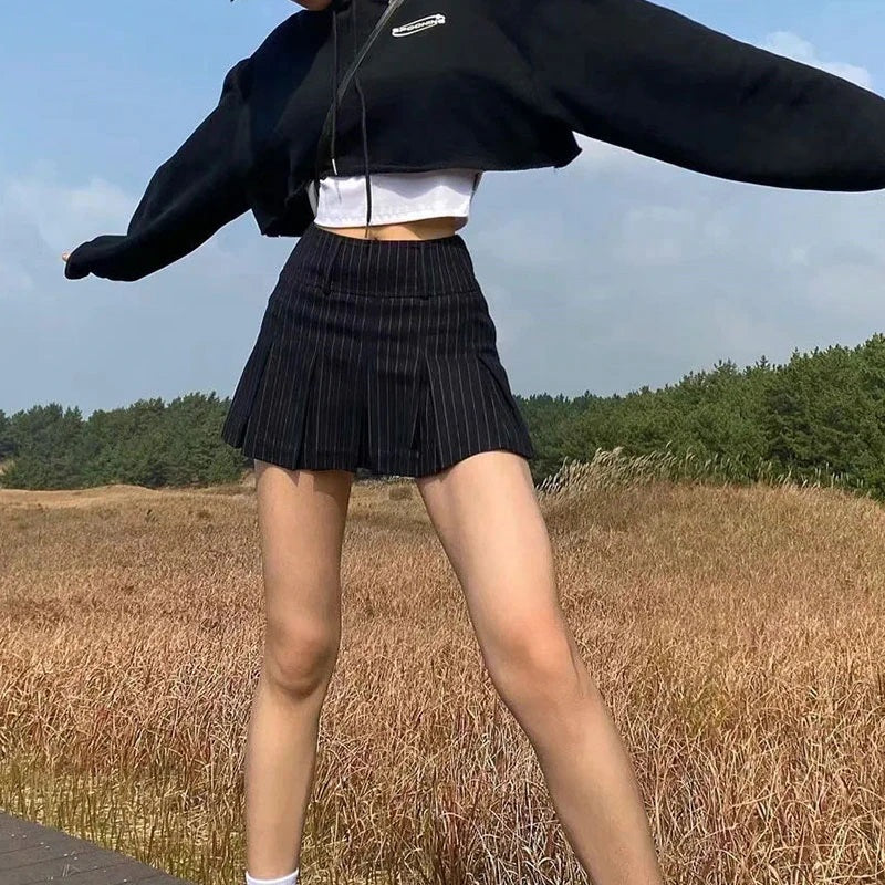 Vintage Pleated High Waist Skirts and Long Sleeve Sweater Tops 4