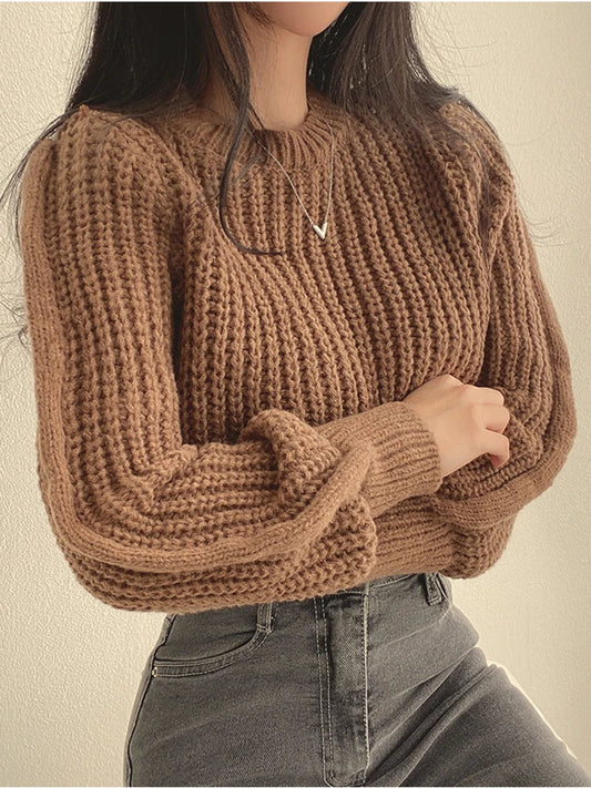 Vintage Women's Knitted Sweater - Cozy Casual Medium Length for Fall and Winter 2