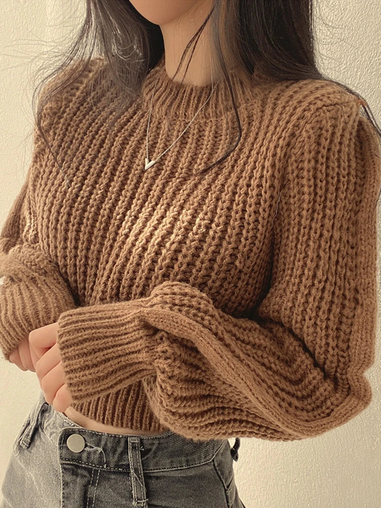 Vintage Women's Knitted Sweater - Cozy Casual Medium Length for Fall and Winter 3