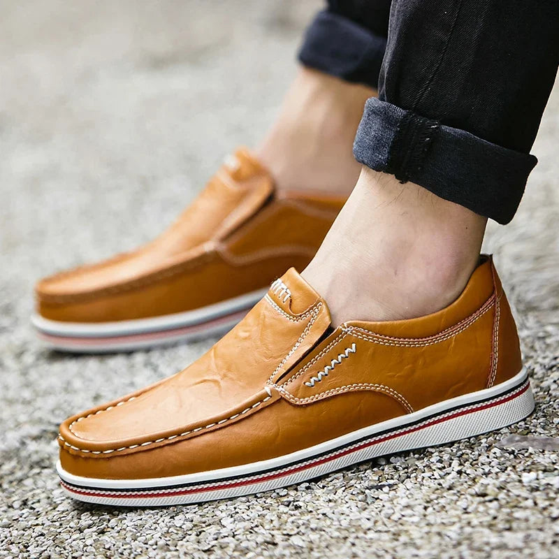 Men's Cowhide Leather Loafers – Cushioned Insole
