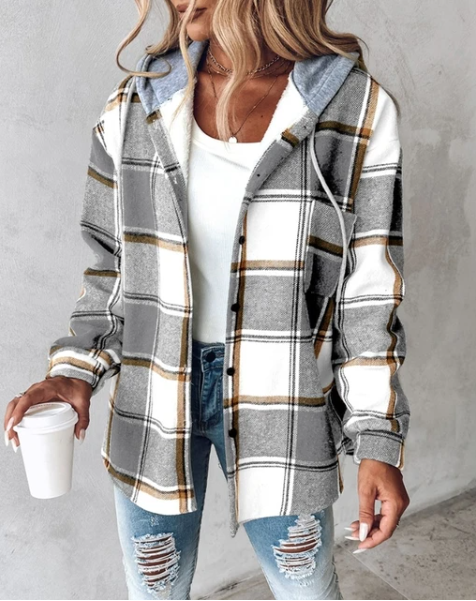Women's Hoodie Checked Casual Cotton - 6