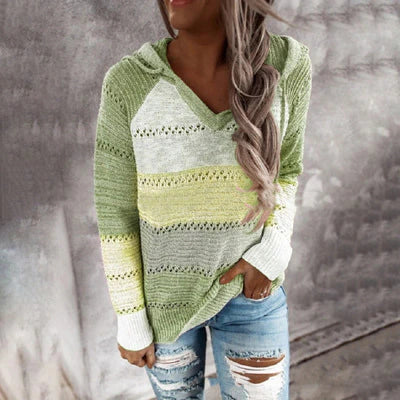 Women's Hooded Sweater Multicolor Cotton - 5