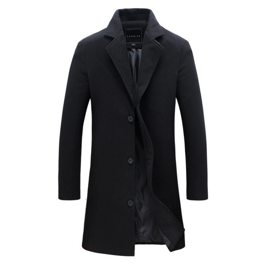 Men's Coat Black Lightweight Cotton Button-Up - 2