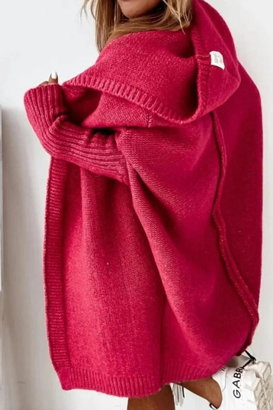 Women's Oversized Hoodie Cardigan Gray Cotton - 2