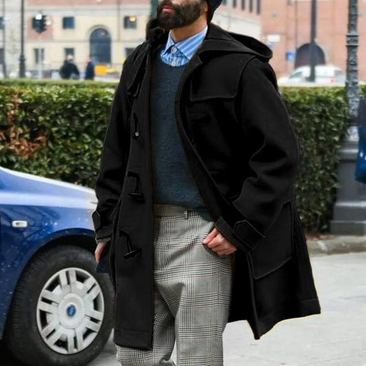 Men's Winter Coat Black Insulated Waterproof Long Fit - 2