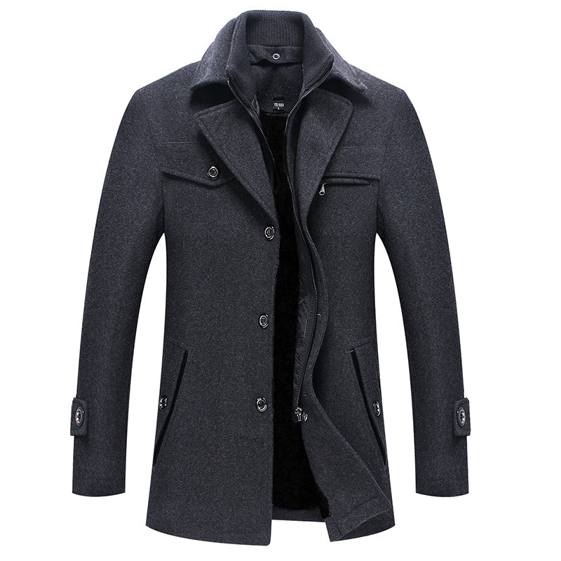 Men's Overcoat Black Wool Blend - Elegant Winter Coat for Chilly Weather - 5