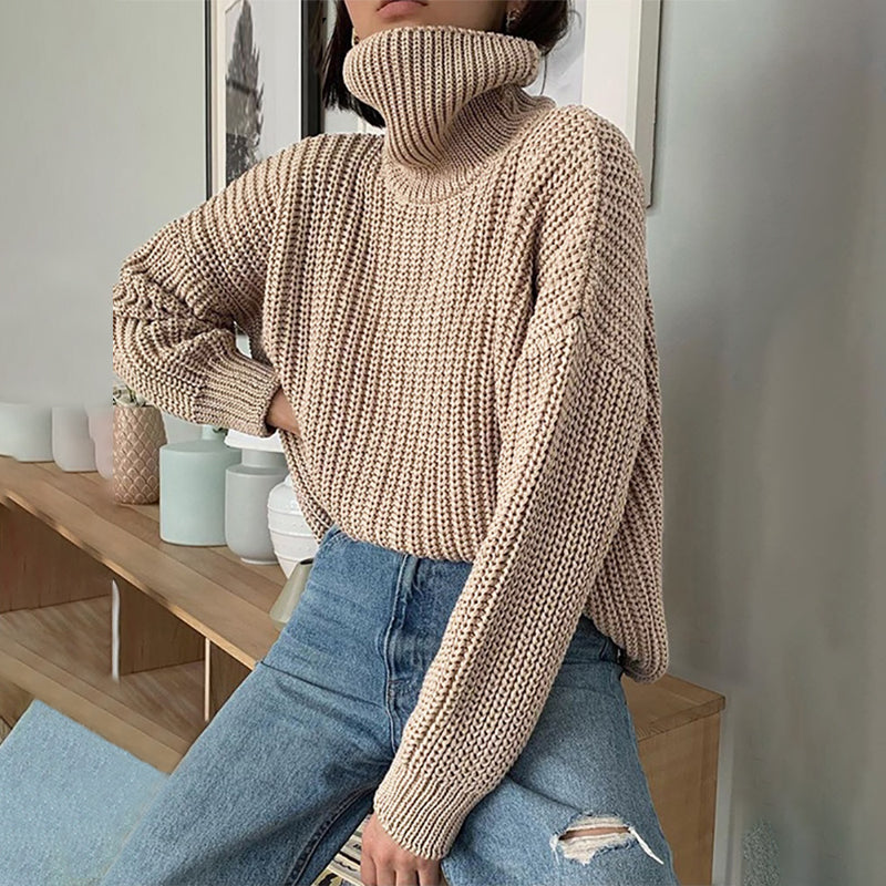 Warm and Chic Turtle Neck Knitted Pullover Sweaters 4