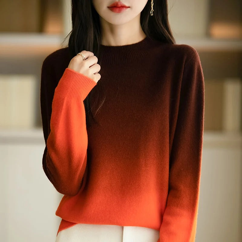Warm and Trendy Ombre Wool Sweater for Women with Long Sleeves 6