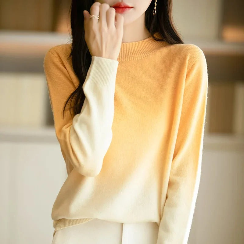 Warm and Trendy Ombre Wool Sweater for Women with Long Sleeves 7