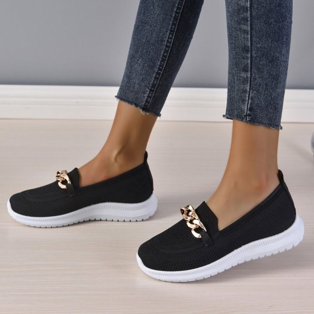 White Chunky Sneakers for Women with Breathable Mesh and Chain Design – Stylish Casual Footwear 6