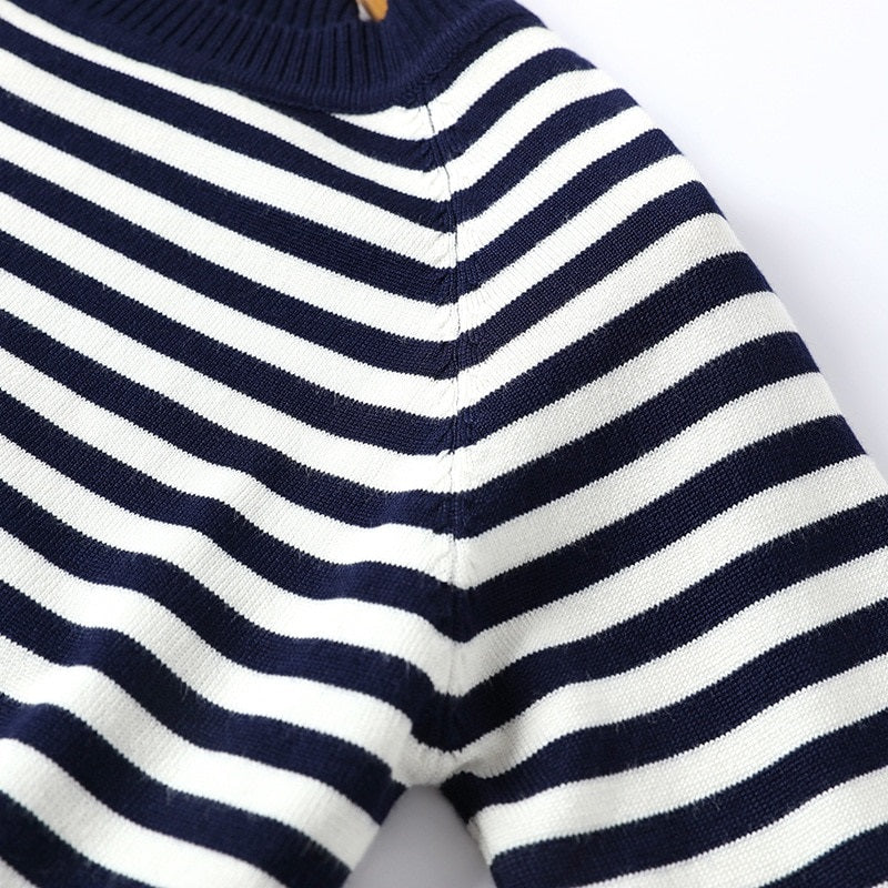 Winter Fashion Striped Pattern Knitted Long Sleeve Pullover Sweaters 6