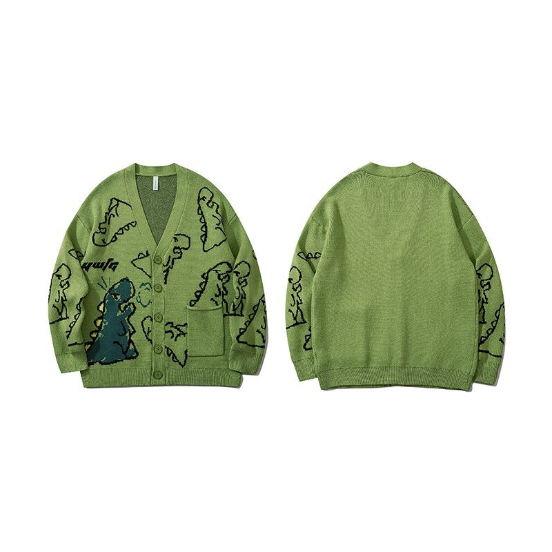 Winter Loose Dinosaur Pattern Knitted Sweaters 10