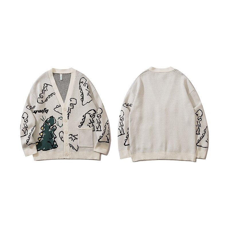 Winter Loose Dinosaur Pattern Knitted Sweaters 11