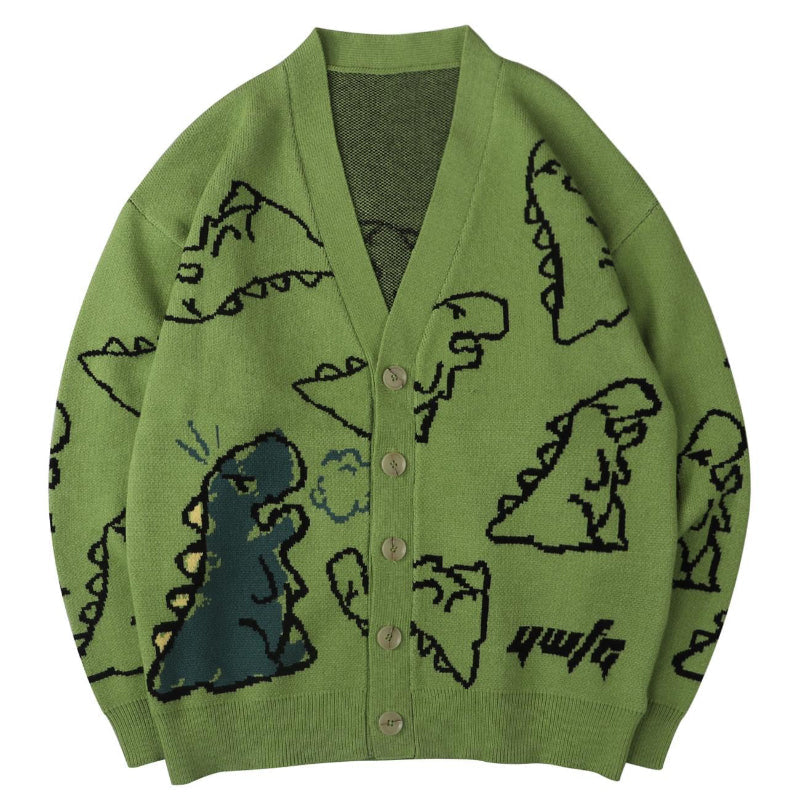 Winter Loose Dinosaur Pattern Knitted Sweaters 3