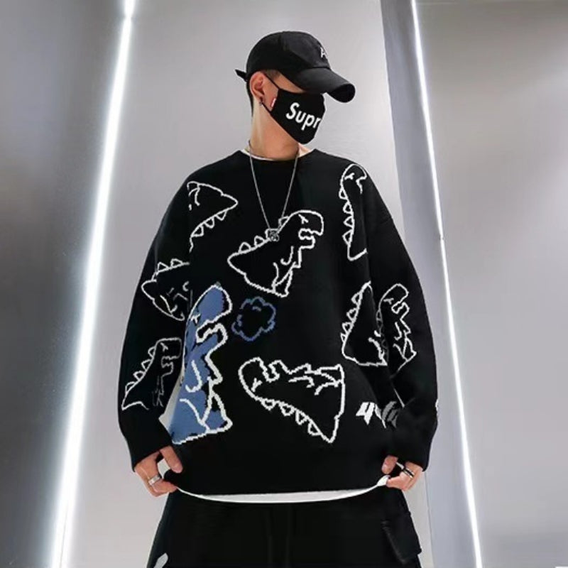 Winter Loose Dinosaur Pattern Knitted Sweaters 8