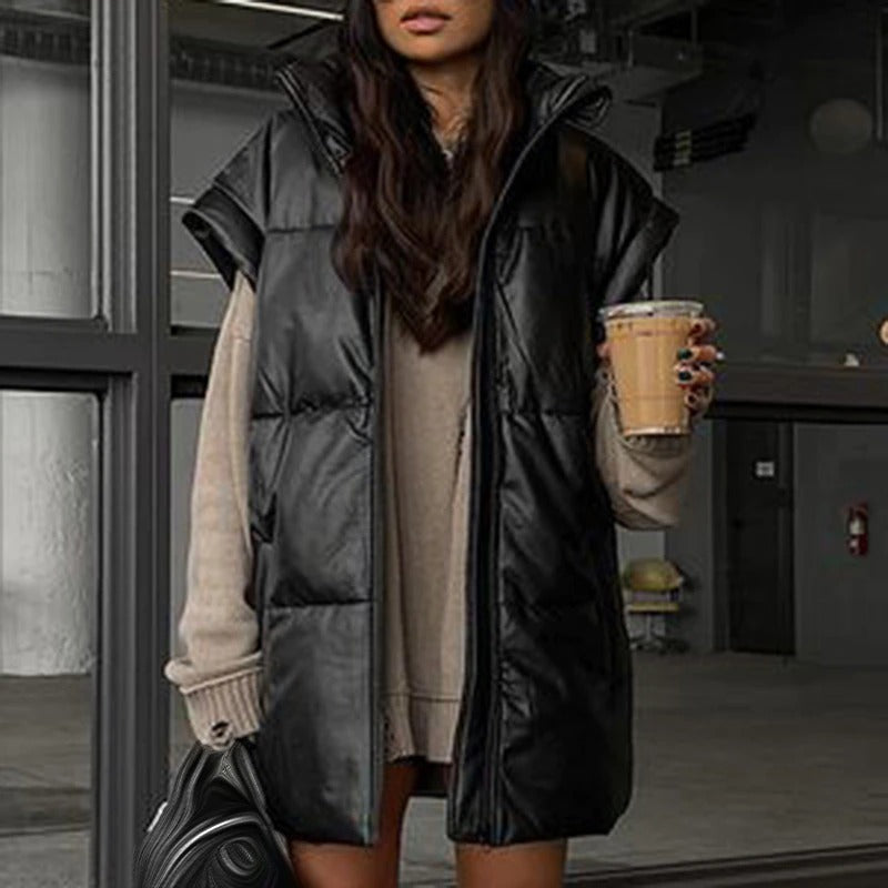 Winter Warmer Zip Through Stand Collar Vest Jackets 0