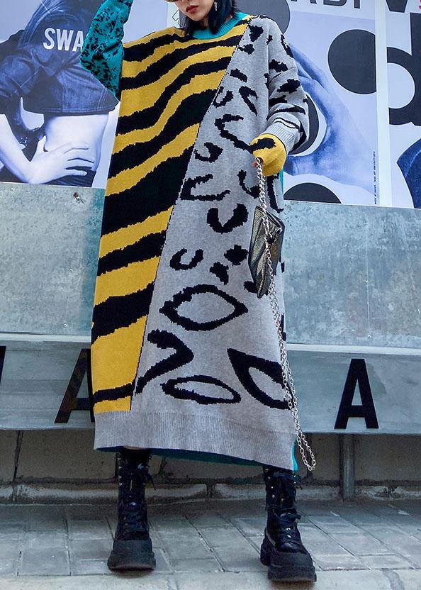 Women's Tunic Dress Yellow Cotton Blend - 1