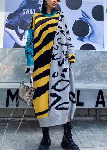 Women's Tunic Dress Yellow Cotton Blend - 2