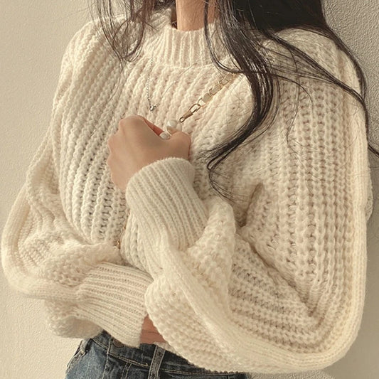 Winter's Cozy Long Sleeve Knitted Sweater for Women 0