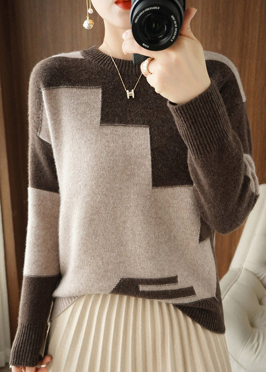 Women's Knit Top Grey Asymmetrical Wool Blend - 2