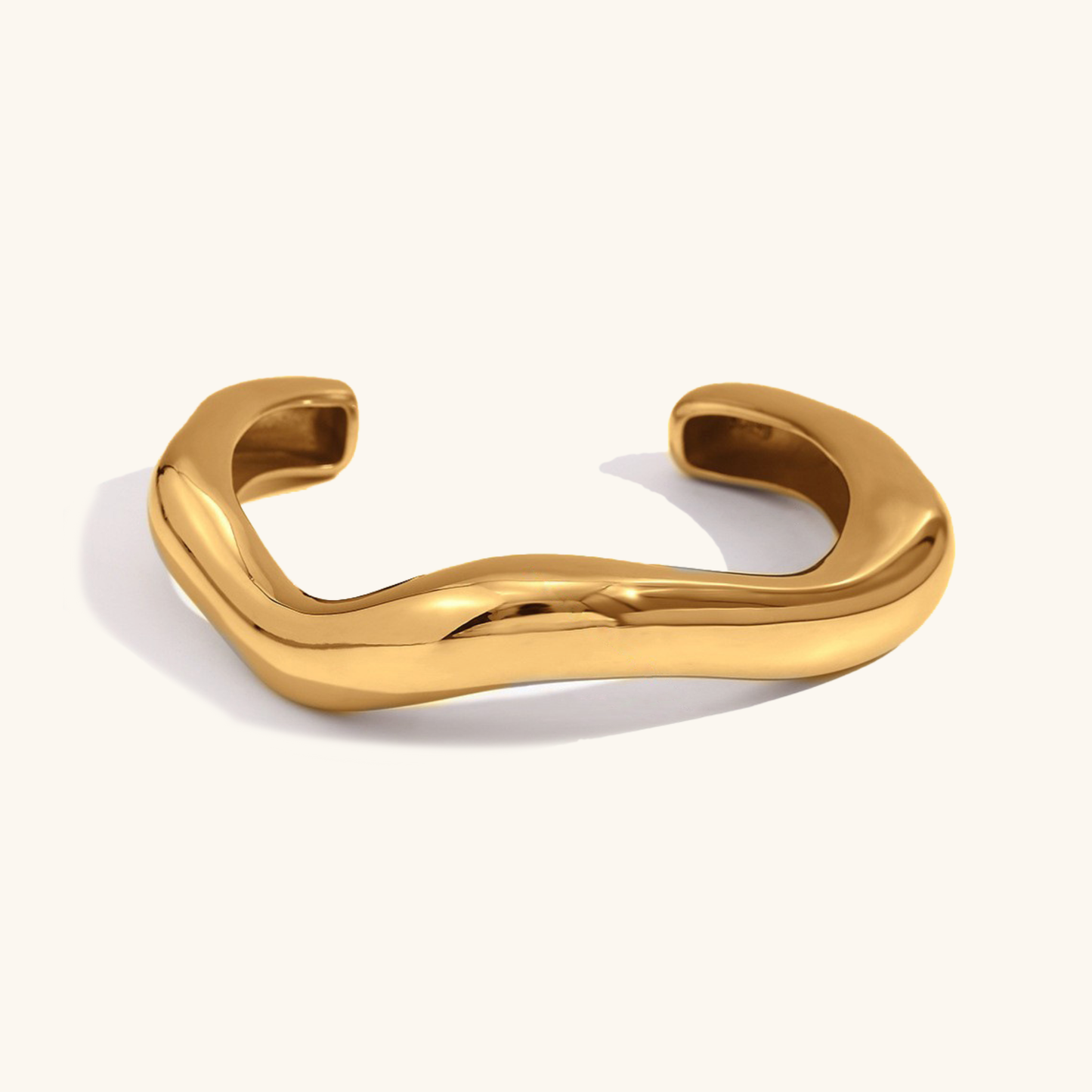 Women's Asymmetrical Bangle Gold Stainless Steel 0