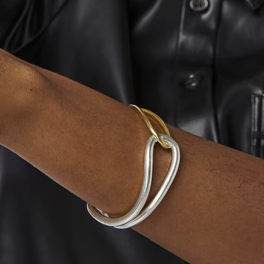 Women's Bangle Two Tone Gold Stainless Steel 1