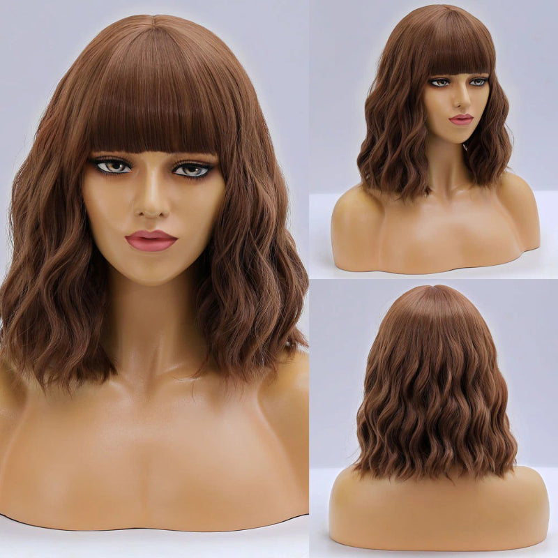 Women's Bob Wig Purple Ombre Wavy High-Temperature Fiber 4
