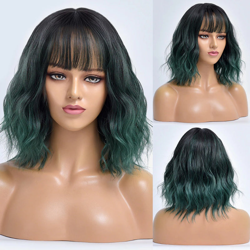Women's Bob Wig Purple Ombre Wavy High-Temperature Fiber 5