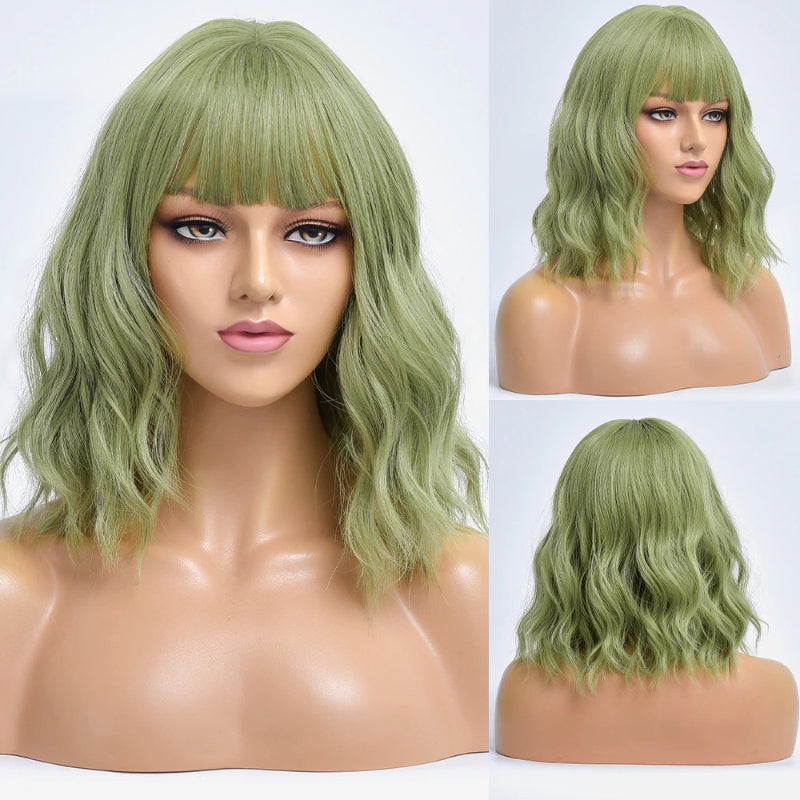 Women's Bob Wig Purple Ombre Wavy High-Temperature Fiber 7