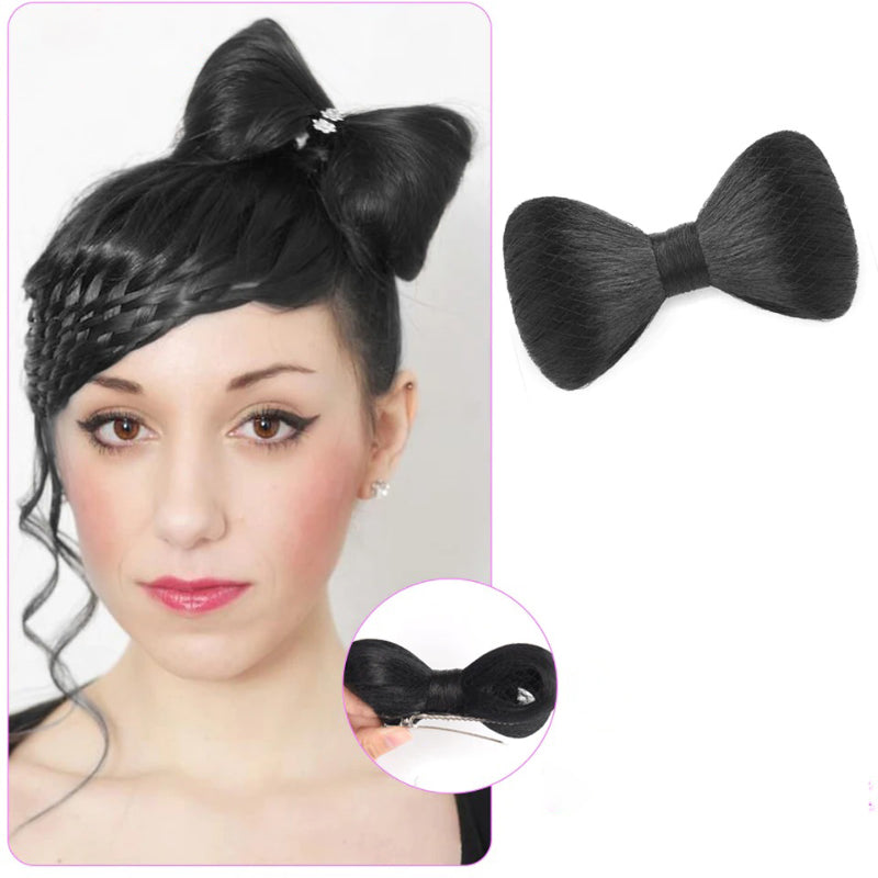 Women's Bow Hair Bun Extensions Pink High-Temperature Fiber 0