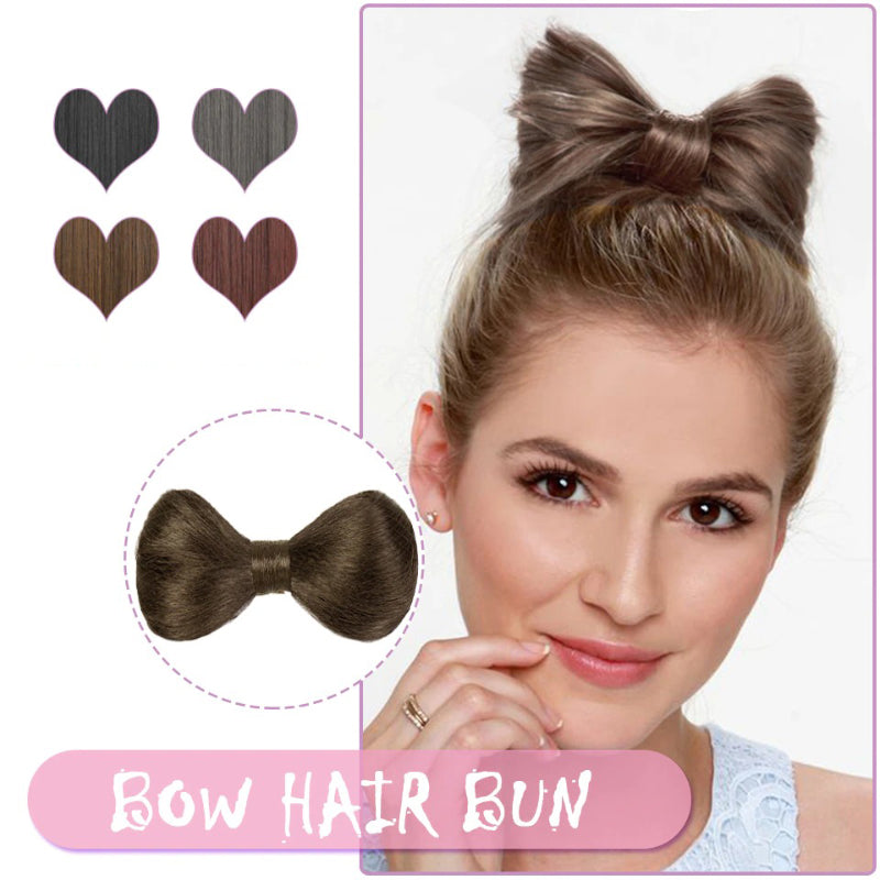 Women's Bow Hair Bun Extensions Pink High-Temperature Fiber 4