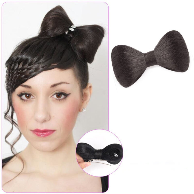 Women's Bow Hair Bun Extensions Pink High-Temperature Fiber 7