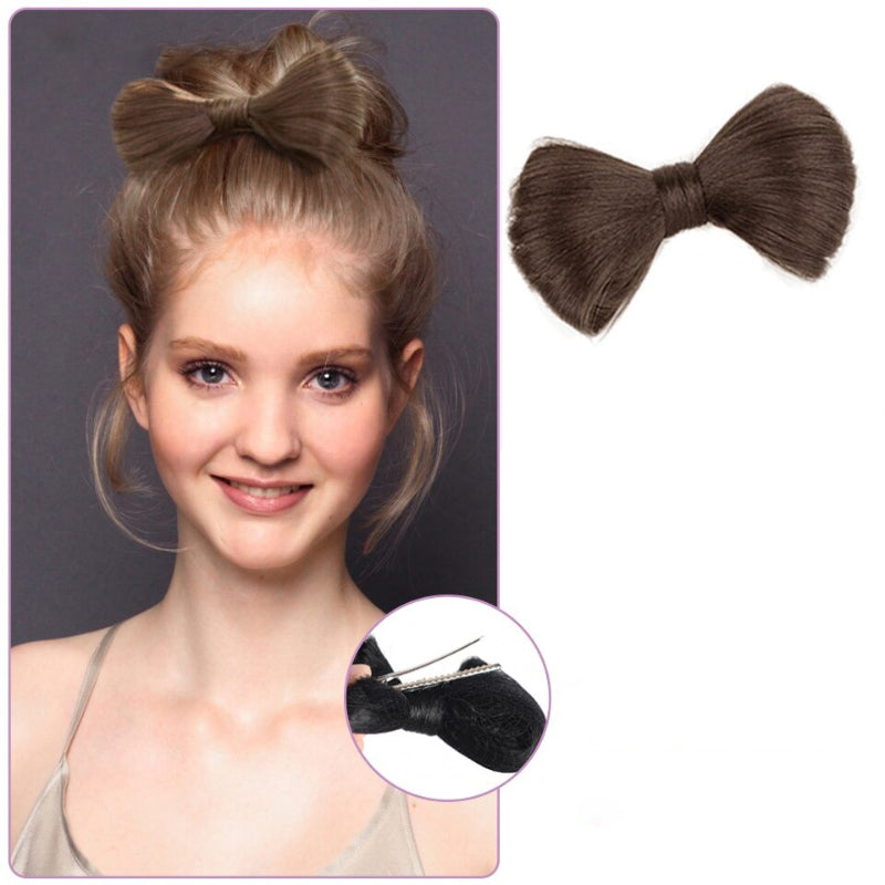 Women's Bow Hair Bun Extensions Pink High-Temperature Fiber 8