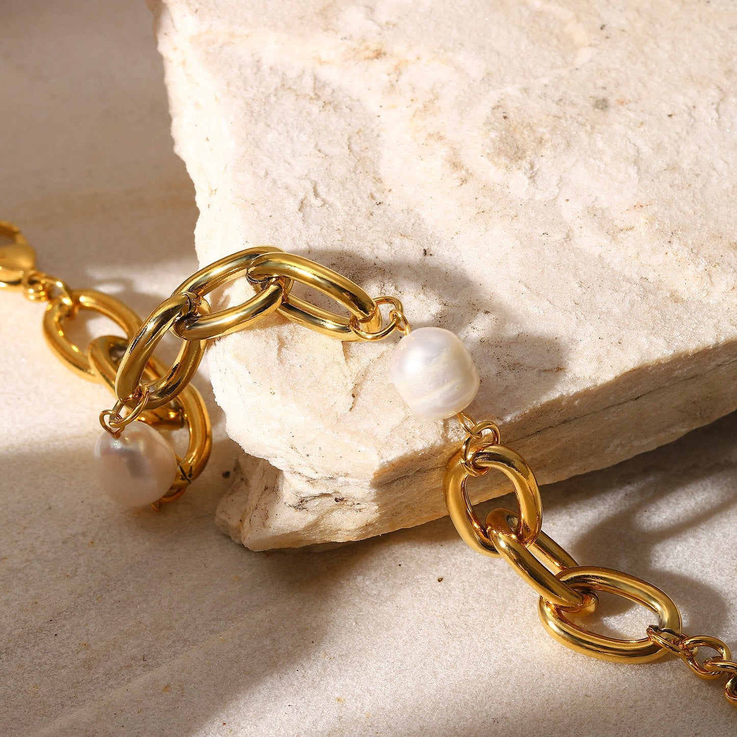 Women's Bracelet Gold Freshwater Pearl Stainless Steel 6