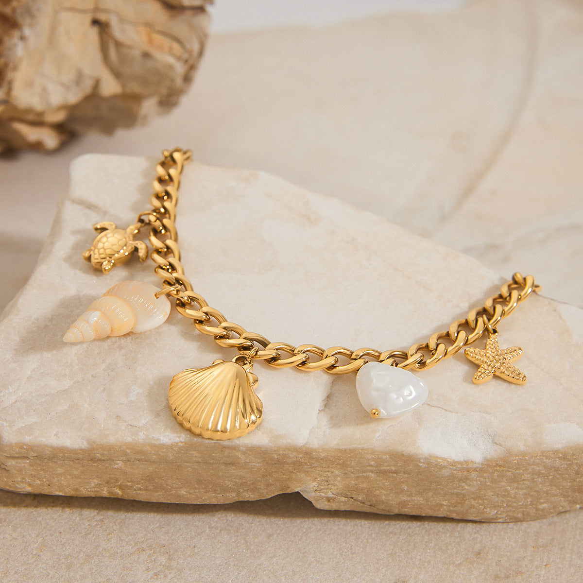 Women's Bracelet Gold Freshwater Pearls Stainless Steel 2