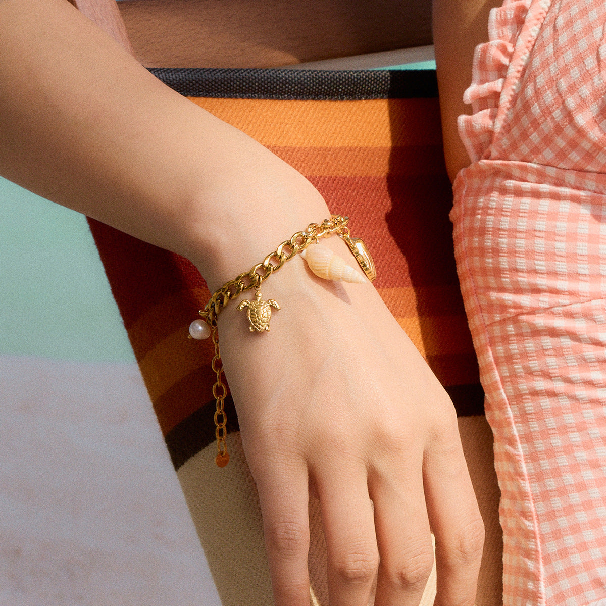 Women's Bracelet Gold Freshwater Pearls Stainless Steel 5