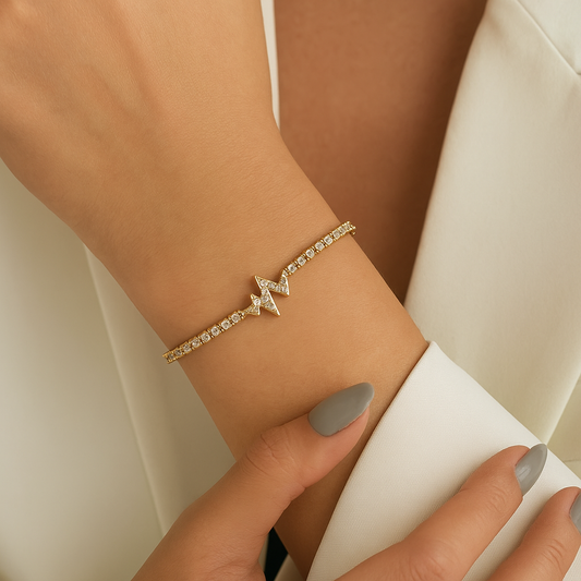 Women's Bracelet Gold Stainless Steel AAAAA Diamond Simulants 1