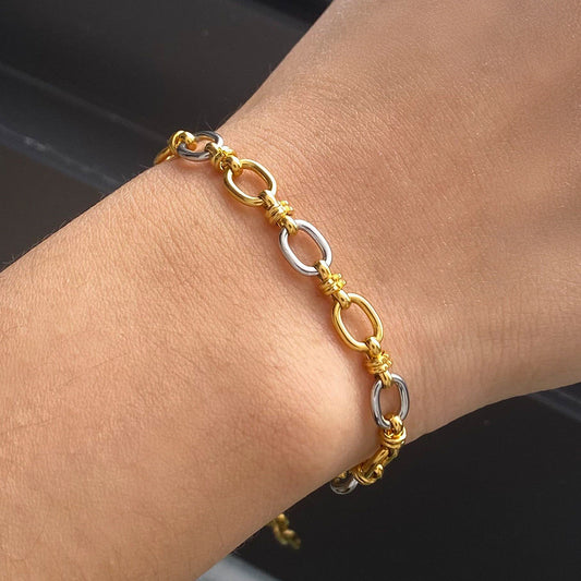 Women's Bracelet Two Tone Gold Stainless Steel 1