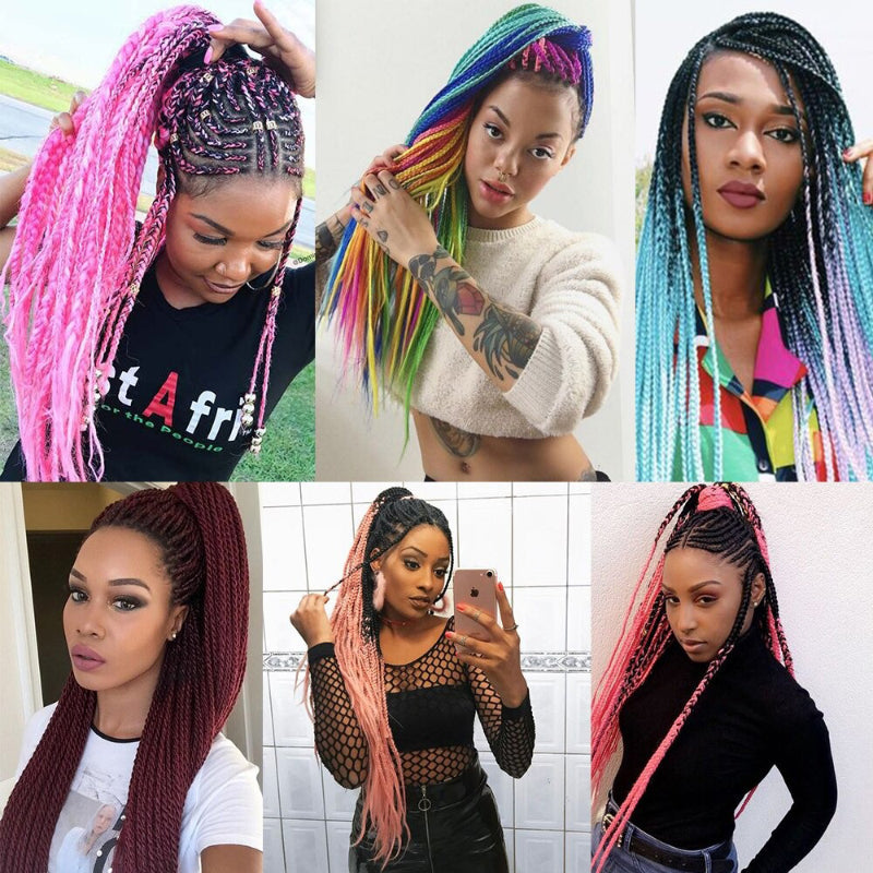 Women's Braided Hair Wigs Multi-Color High-Temperature Fiber 2