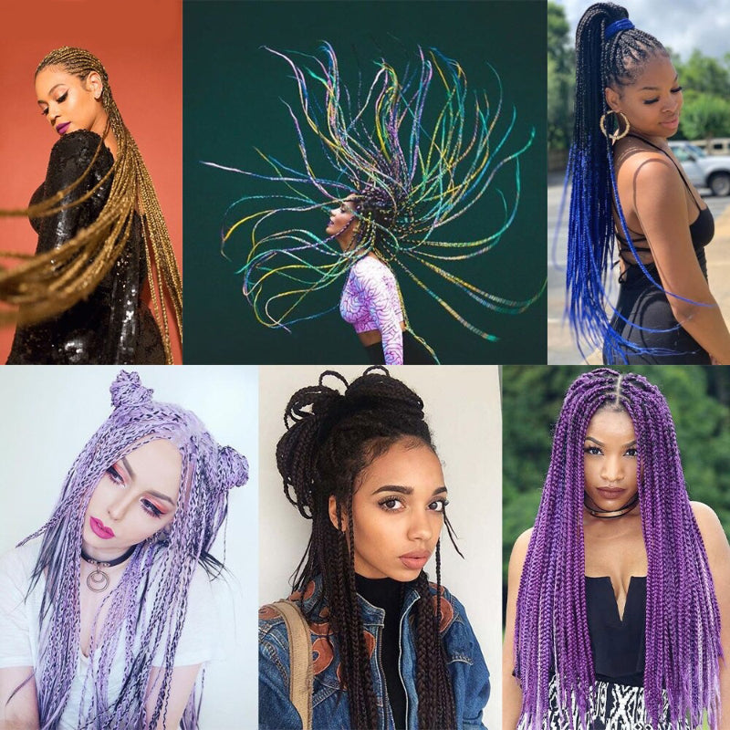 Women's Braided Hair Wigs Multi-Color High-Temperature Fiber 3