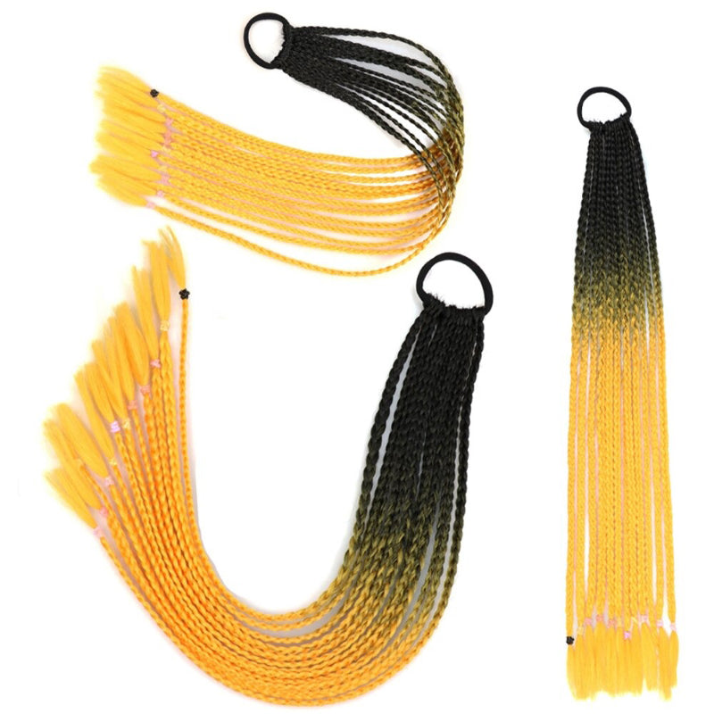 Women's Braided Hair Wigs Multi-Color High-Temperature Fiber 68