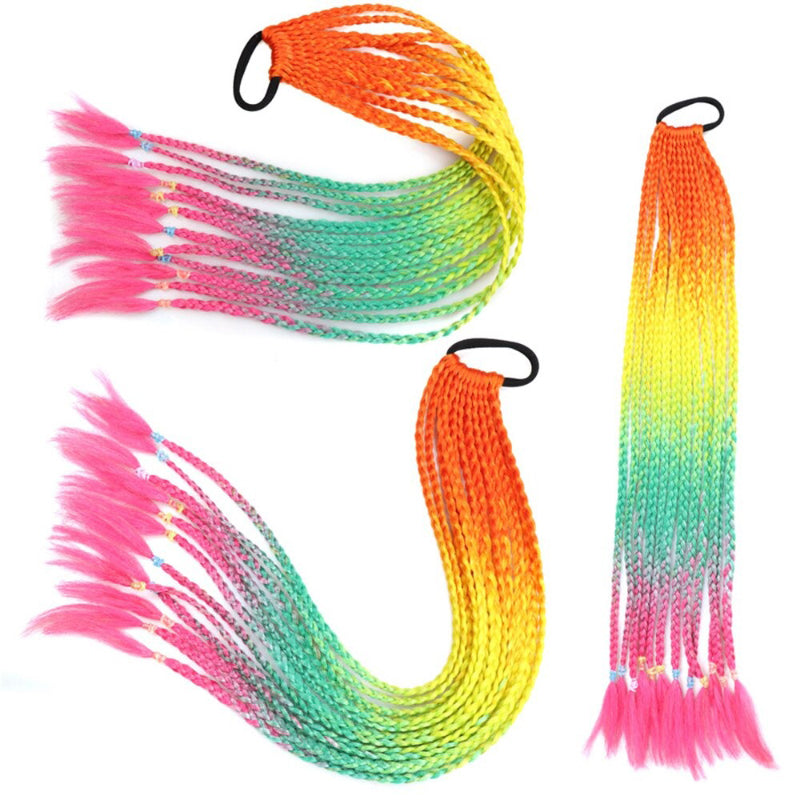 Women's Braided Hair Wigs Multi-Color High-Temperature Fiber 71