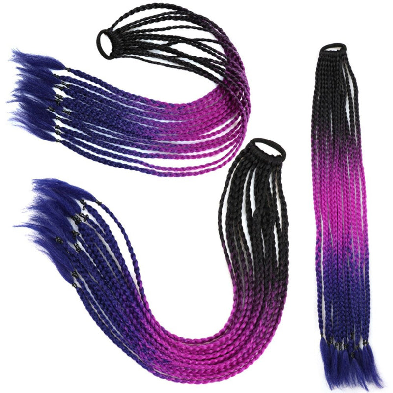 Women's Braided Hair Wigs Multi-Color High-Temperature Fiber 8