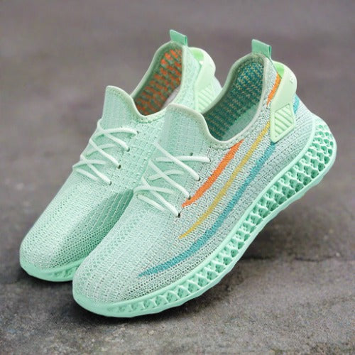 Women's Breathable Knitted Sneakers with Cushioned Sole – Lace-Up Casual Footwear 1