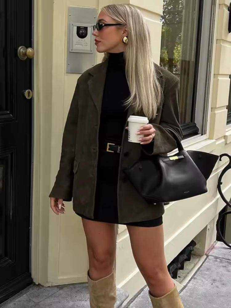 Women's Winter Jacket Gray Oversized Cotton - 7